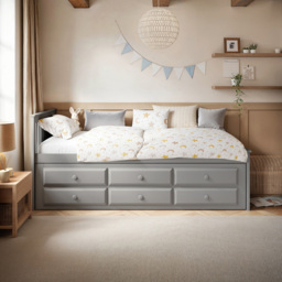 Flair Montana Captain's Single Grey 3 Drawer Wooden Guest Bed with Trundle - Wilko - thumbnail 6