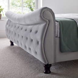 Oxford Double Grey Velvet Chesterfield Sleigh Bed - Bedmaster - Wilko - thumbnail 4