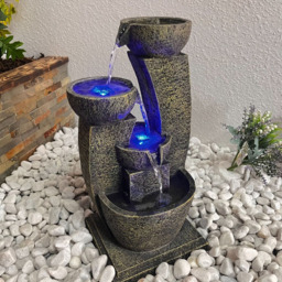 Tranquillity Medium Aztec Solar Powered LED Water Feature - Size: 53 x 24 x 21cm - Grey - Wilko - thumbnail 3