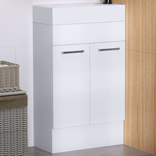 Kleankin Bathroom Cabinet Washstand - Size: 50 x 86 x 25cm - White - Wilko - image 1