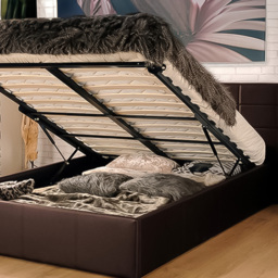 Brooklyn Single Brown Faux Leather Gaslift Ottoman Bed - Wilko - thumbnail 3