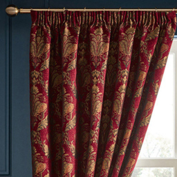 Paoletti Shiraz Burgundy and Brown Floral Jacquard Pencil Pleat Curtain 168 x 183cm - Size: W 183 x D 168cm - Wilko - thumbnail 3
