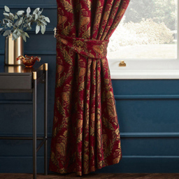 Paoletti Shiraz Burgundy and Brown Floral Jacquard Pencil Pleat Curtain 168 x 183cm - Size: W 183 x D 168cm - Wilko - thumbnail 4