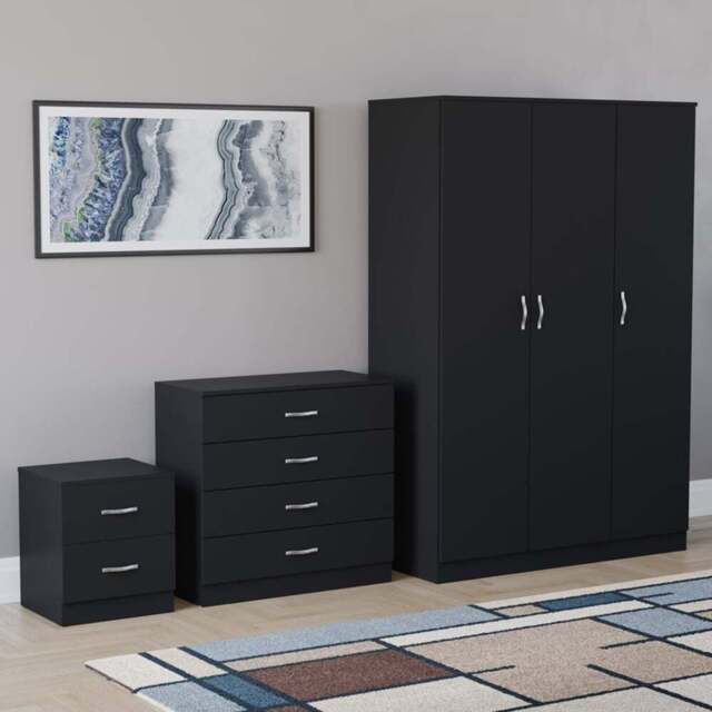 Vida Designs Riano Black 3 Piece Bedroom Furniture Set - Wilko - image 1