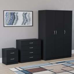 VIDA DESIGNS Riano Black 3 Piece Bedroom Furniture Set - Wilko