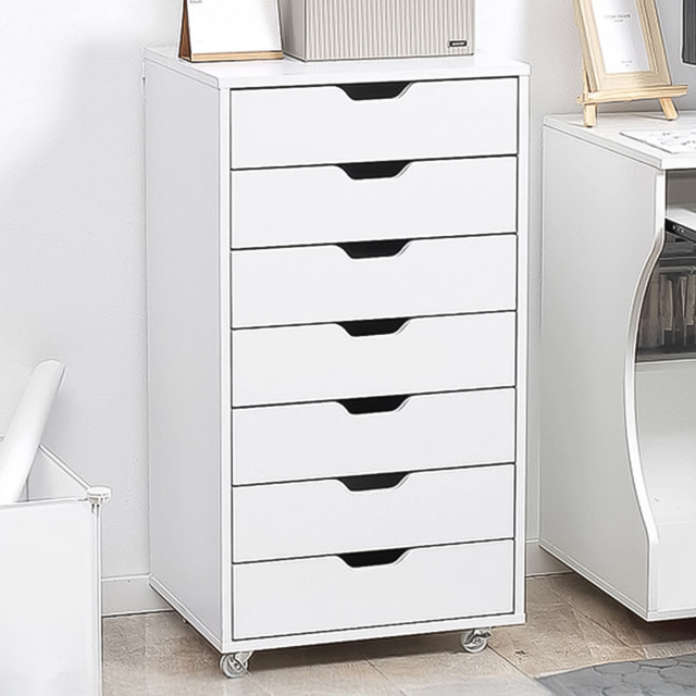 Portland Vinsetto 7 Drawer White Vertical Filing Cabinet - Size: 7 Drawers - Wilko - image 1