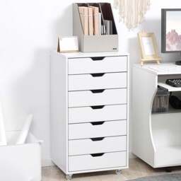 Portland Vinsetto 7 Drawer White Vertical Filing Cabinet - Size: 7 Drawers - Wilko - thumbnail 6