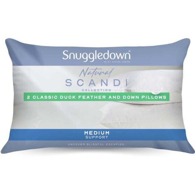 Snuggledown Scandinavian Duck Feather And Down Pillow 2 Pack - White - Wilko - image 1