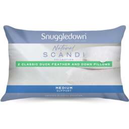 Snuggledown Scandinavian Duck Feather And Down Pillow 2 Pack - White - Wilko - thumbnail 1