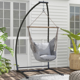 Outsunny Black Metal C Shape Hammock Chair Stand - Size: 1 Seater - Wilko