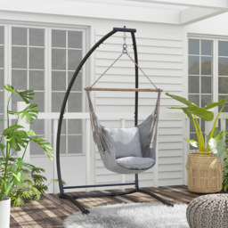 Outsunny Black Metal C Shape Hammock Chair Stand - Size: 1 Seater - Wilko - thumbnail 5