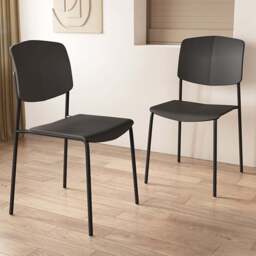 Core Products Academy Set of 2 Black Plastic Kitchen Chair - Wilko