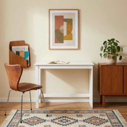 vidaXL Minimalist Compact Pine Wood Desk White - Size: 75 x 112 x 50cm - Wilko - thumbnail 7