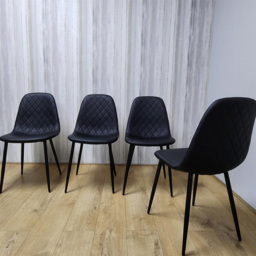 Kosy Koala 4 Seater Glass and Leather Rectangle Dining Table Set Chrome and Black - Clear - Wilko - thumbnail 5