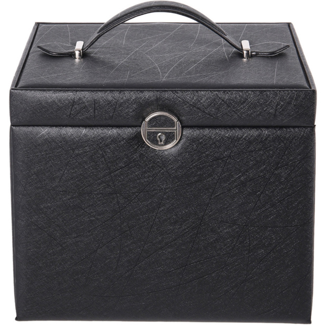 H&O Direct Black Multi Tier Jewellery Box with Handle - Size: 23 x 26.5 x 19.8cm - Wilko - image 1
