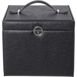 H&O Direct Black Multi Tier Jewellery Box with Handle - Size: 23 x 26.5 x 19.8cm - Wilko