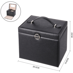 H&O Direct Black Multi Tier Jewellery Box with Handle - Size: 23 x 26.5 x 19.8cm - Wilko - thumbnail 7