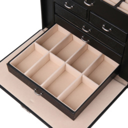 H&O Direct Black Multi Tier Jewellery Box with Handle - Size: 23 x 26.5 x 19.8cm - Wilko - thumbnail 6