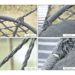 Outsunny Hanging Chair Swing Hammock - Size: 40 x 75 x 130cm - Grey - Wilko - thumbnail 6
