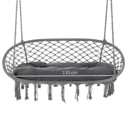 Outsunny Hanging Chair Swing Hammock - Size: 40 x 75 x 130cm - Grey - Wilko - thumbnail 7