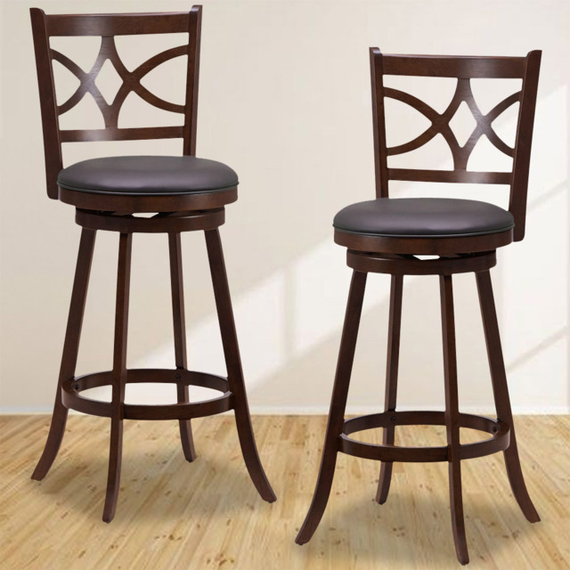 Costway Swivel Counter Height Bar Stool Set of 2 - Size: 91 x 50 x 27cm - Brown - Wilko - image 1