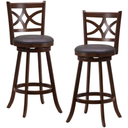 Costway Swivel Counter Height Bar Stool Set of 2 - Size: 91 x 50 x 27cm - Brown - Wilko - thumbnail 3