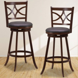 Costway Swivel Counter Height Bar Stool Set of 2 - Size: 91 x 50 x 27cm - Brown - Wilko