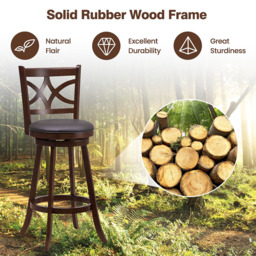 Costway Swivel Counter Height Bar Stool Set of 2 - Size: 91 x 50 x 27cm - Brown - Wilko - thumbnail 6
