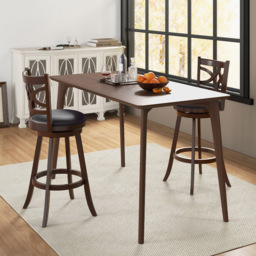Costway Swivel Counter Height Bar Stool Set of 2 - Size: 91 x 50 x 27cm - Brown - Wilko - thumbnail 4