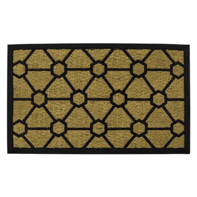 JVL Geometric Wove Rubber Tuffscrape Door Mat 45 x 75cm - Brown - JVL Homewares - Wilko - image 1
