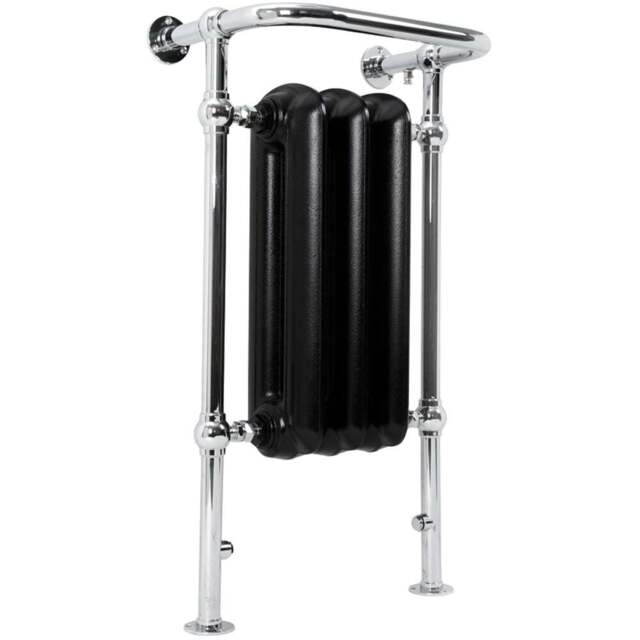 Terma 1217 BTU Flat Black and Chrome Heated Towel Rail 900 x 490mm - Size: 90 x 49 x 31.5cm - Multi - Wilko - image 1