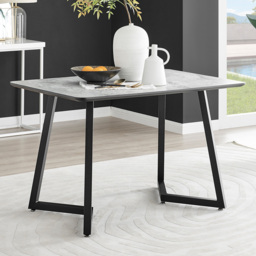 Furniturebox Copeland Valera Marble Effect 4 Seater Dining Set White Grey and Black - Wilko - thumbnail 3
