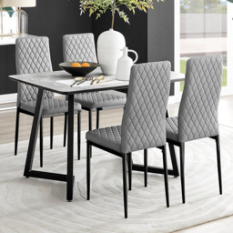 Furniturebox Copeland Valera Marble Effect 4 Seater Dining Set White Grey and Black - Wilko - thumbnail 1