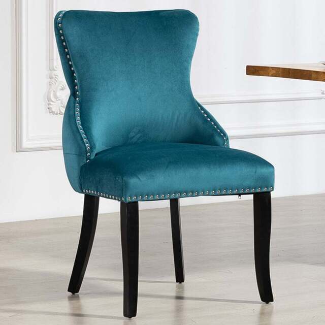 Artemis Home Palata Set of 2 Teal Velvet Fabric Dining Chair - Green - Wilko - image 1