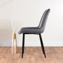 Furniturebox Lucia Cesano 6 Seater Dining Set Black Gloss and Grey - Wilko - thumbnail 5
