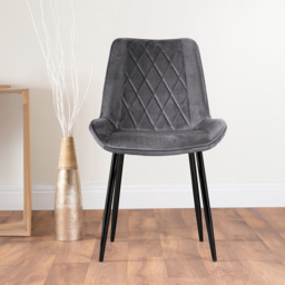 Furniturebox Lucia Cesano 6 Seater Dining Set Black Gloss and Grey - Wilko - thumbnail 4