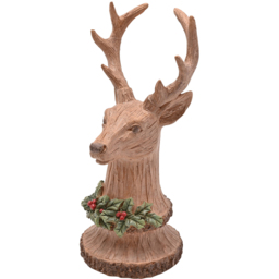 The Seasonal Gift Co. Carved Reindeer Bust Wood Effect Christmas Decoration - Size: 25.5 x 11.5 x 10.5cm - Brown - Wilko - thumbnail 3