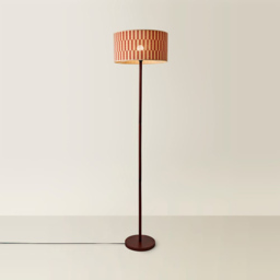ValueLights Heather Orange Checkerboard Bamboo Shade Dark Wood LED Floor Lamp with Bulb - Size: 180 x 30 x 30cm - Cream - Wilko - thumbnail 5