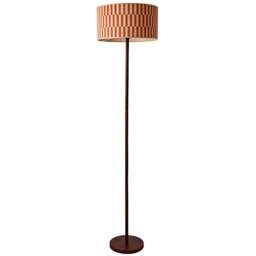 ValueLights Heather Orange Checkerboard Bamboo Shade Dark Wood LED Floor Lamp with Bulb - Size: 180 x 30 x 30cm - Cream - Wilko