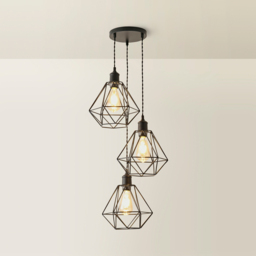 ValueLights Diablo Geometric 3 Drop Cluster Matte Black Ceiling LED Pendant Light - Size: 126 x 20.5 x 20.5cm - Gold - Wilko - thumbnail 6