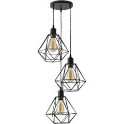 ValueLights Diablo Geometric 3 Drop Cluster Matte Black Ceiling LED Pendant Light - Size: 126 x 20.5 x 20.5cm - Gold - Wilko