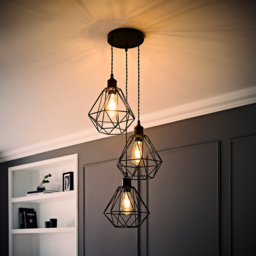 ValueLights Diablo Geometric 3 Drop Cluster Matte Black Ceiling LED Pendant Light - Size: 126 x 20.5 x 20.5cm - Gold - Wilko - thumbnail 7