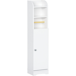 Kleankin Single Door White Freestanding Bathroom Storage Unit with Adjustable Shelf - Size: 100.0 cm x 18.0 cm x 23.0 cmcm - Wilko - thumbnail 3