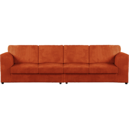 Luxor 4 Seater Orange Jumbo Cord Full Back Sofa - Wilko - thumbnail 3