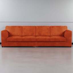 Luxor 4 Seater Orange Jumbo Cord Full Back Sofa - Wilko - thumbnail 1