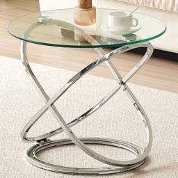 Comfy Living Silver Effect Tempered Glass Side Table - Size: 45 x 52 x 52cm - Wilko