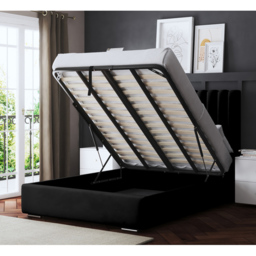 DS Living Evangeline Small Double Black Upholstered Ottoman Bed with Headboard - Wilko - thumbnail 5