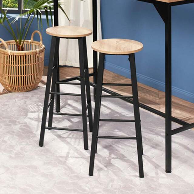 tectake Keynes Light Wood Oak Sonoma Set of 2 Bar Stool - Size: 72.5 x 31 x 31cm - Brown - Wilko - image 1