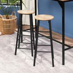 tectake Keynes Light Wood Oak Sonoma Set of 2 Bar Stool - Size: 72.5 x 31 x 31cm - Brown - Wilko - thumbnail 1