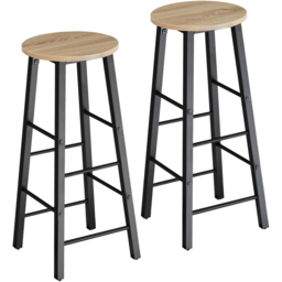 tectake Keynes Light Wood Oak Sonoma Set of 2 Bar Stool - Size: 72.5 x 31 x 31cm - Brown - Wilko - thumbnail 3